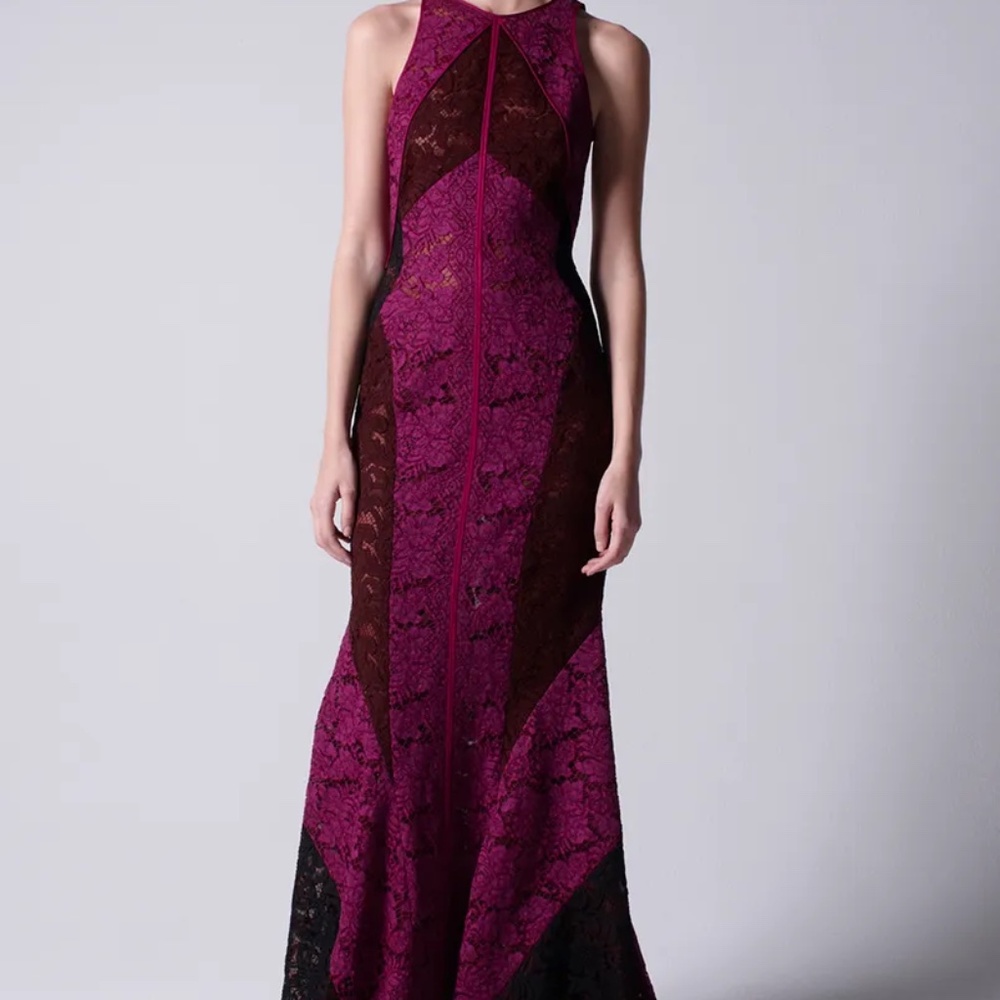 J. Mendel Burgundy and Black Maxi Dress